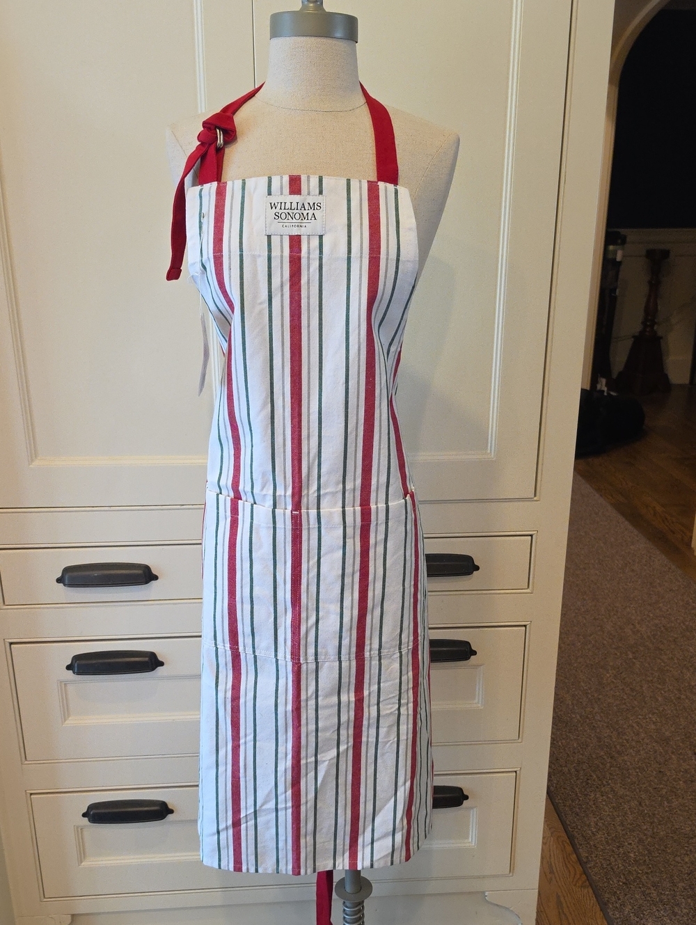 Williams Sonoma Holiday Stripe Adult Apron NWT